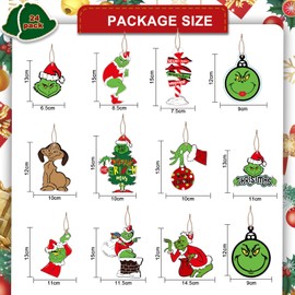24pcs Christmas Decorations,Xmas Tree Decorations,Hanging Decorations Set,Vintage Santa Hanging Signs Pendant for Home Door Windows Xmas Party Decoration (2)