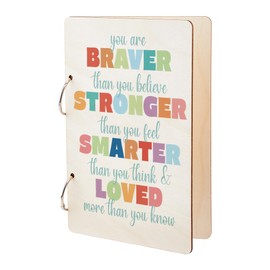 SUPERDANT You Are Braver Greeting Card Holder Organizer Inspiraional Wooden Card Keeper Binder Birthday Cards Keeper Photo Album Cover Graduation Wedding Planner Journal Keepsake Gifts