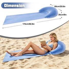 Zcaukya 2 Packs Beach Mat with Inflatable Backrest Pillows for Poolside Use