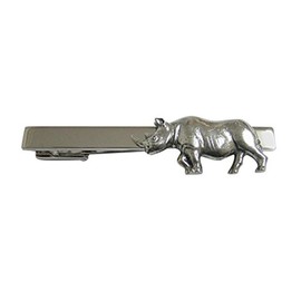 Silver Toned Textured Rhino Square Tie Clip
