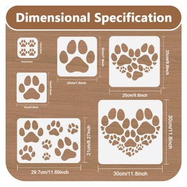 DOODLREAM 8Pcs Paw Print Stencils for Painting, Reusable Cat Dog Paw Stencil Drawing Templates, DIY Craft Paint Templates for Wall Home Decor Wood Burning Canvas Journal Card