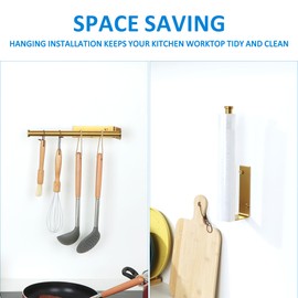 Mooche Paper Towel Holder Under Cabinet, 12.8" Stainless Steel Paper Towel Holder Wall Mount, Self Adhesive or Drilling Hanging Paper Towel Holder for Kitchen, Bathroom, RV (Gold)