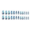 QQPPOLIU Blue Fake Nails Almond Press on Nails Medium Length