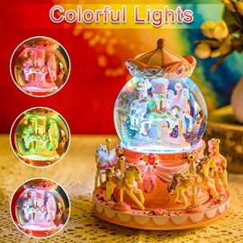 Mr.Winder Carousel Horse Snow Globe Gift - Rotating Music Box Birthday Anniversary for ...