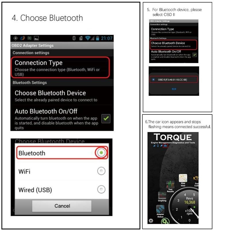 AIMALL Bluetooth OBD2 ELM327 Car Scanner Diagnostic Auto Tool for