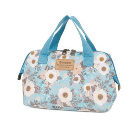 Smrcom Makeup Bag Cosmetic Bag For Women Girl Travel Makeup Bag Toilet Bag Zipper Organizer Bag Waterproof (L.blue white flower)