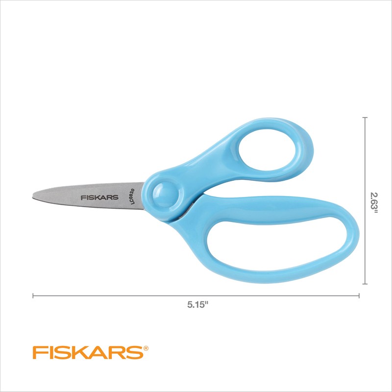 Fiskars 5" Pointed-Tip Scissors for Kids Ages 4-7, Scissors for