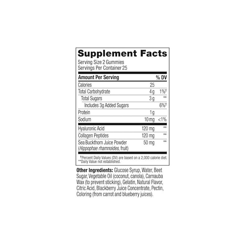 OLLY Glowing Skin Gummies 50 Count with Hyaluronic Acid Collagen
