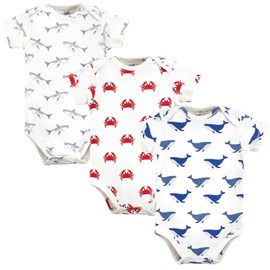 Touched by Nature Unisex Baby Organic Cotton Bodysuits, Mystic Sea Creatures, 0-3 Months