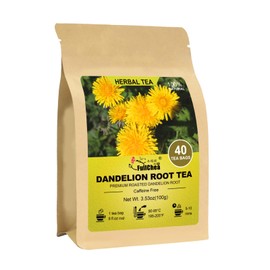 FullChea - Dandelion Root Tea Bags, 40 Teabags, 2.5g/bag - Premium Roasted Dandelion Root - Non-GMO - Caffeine-free - Detox Herbal Tea - Helps Improve Digestion & Immune System