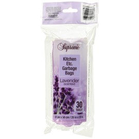 Club Supreme Lavender Scented Garbage Bags - Small Trash Bags Kitchen Etc 30 Units - 51 X 56 Cm/20 X 22 In