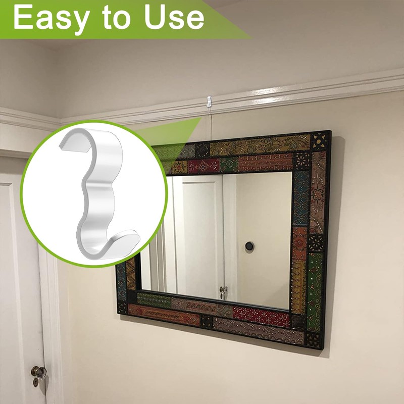 25 Pack Molding Hooks,Steel Picture Rail Hangers Hooks,Wide Picture Rail