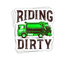 Recycling Trash Garbage Truck Kids Men Riding Dirty 4x3 Decals Stickers for Laptop Window Car Bumper Helmet Water Bottle (Pack 3)