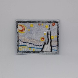Unbranded Starry Night Art Retro Embroidered Iron-On Patch