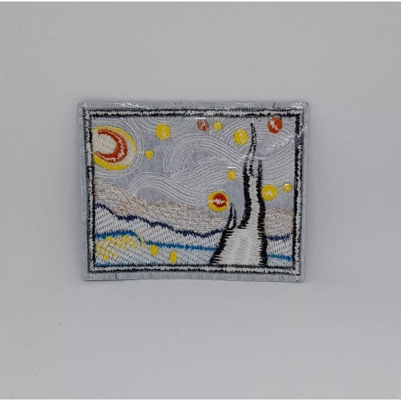 Unbranded Starry Night Art Retro Embroidered Iron-On Patch
