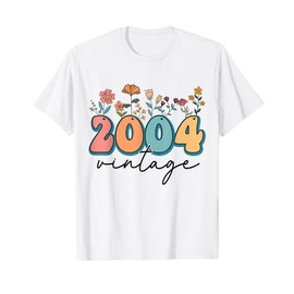2004 Vintage Floral 20th Birthday 20 Years Old Flower Women T-Shirt