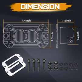 Niking Auto LED Pods, 2Pcs 3 Inch Flush Mount LED Driving Lights 40W Flood Off Road Fog Light Small Ditch Reverse Backup Light Flush Bumper Cubes Work Lights for Trucks Pickup UTV AUV SUV Boat