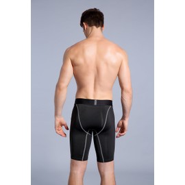 AMZSPORT Men's Sports Compression Tights Cool Dry Baselayer Leggings Pro Traning Short Pants BLACK M