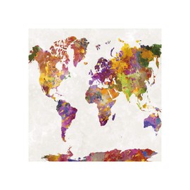 OERJU 72x84inch Colorful World Map Shower Curtain Beautiful Elegant Texture Modern Abstract Art White Base Decorative Fabric Curtain for Bathroom Bedroom Dressing Room Luxury Hotel Durable with Hooks