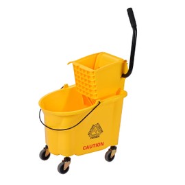 PLASTIC PRINCE Commercial Yellow Mop Bucket and Side Press Wringer, 35 Qt, Perfect for Professional/Industrial/Business/Household