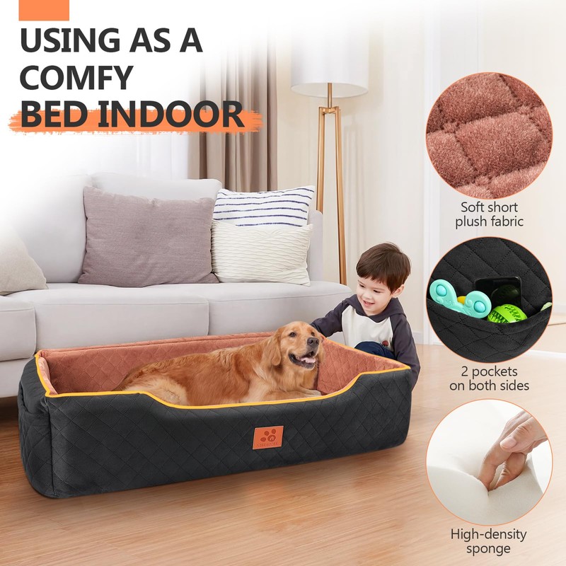 XIEEAOZEE Dog Car Bed Booster, Comfortable Travel Seat for Large/Medium