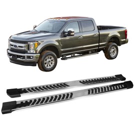 IKON MOTORSPORTS, Running Boards Compatible with 2017-2023 Ford F250 Superduty Crew Cab, 6" V Style Silver Steel Side Step Bar Nerf Bar