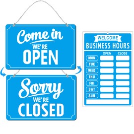 Open Closed Signs Business Hours Sign Set for Window Door Open Signs for Business Hour Closed Open Flip Sign Store Resturant Bar Blue