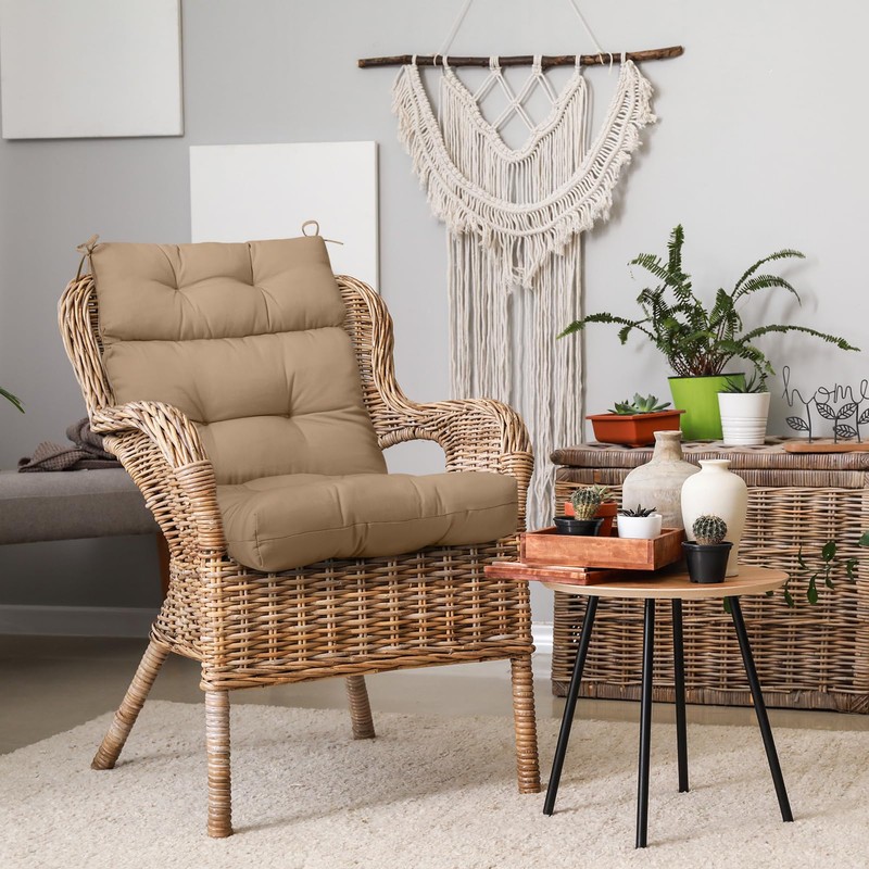 EAGLE PEAK Tufted Outdoor/Indoor High Back Patio Chair Cushions, Set