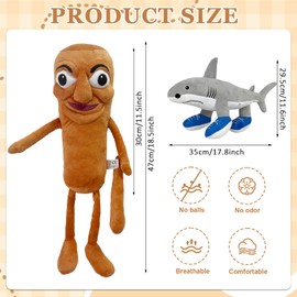 2pcs Tung Tung Tung Sahur Plush Toy, Brain Red Cuddly Toy, Tralalero Tralala Plush Figure, Funny Italian Brain Red Plush Toy, Shark Cuddly Toy, BRR BRR Patapim, Soft Plush Toy for Child Adults