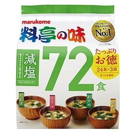 Marukome Instant Miso Soup Packets Value Pack Low Salt Type 72 Servings (Wakame/Green onion/Tofu/Deep-fried Tofu x 18each)