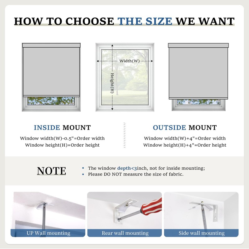 Grandekor Cordless Roller Shades for Windows, Blackout Blinds Room Darkening