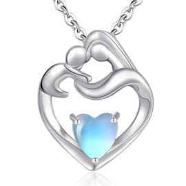 Muttertagsgeschenk für Mama, Halskette Frauen Sterling Silber 925 Anhänger, Mutter Herz Opal Schmuck, Geburtstagsgeschenk Geschenke Zum Valentinstag Weihnachtsgeschenke für Mother Gifts Mom