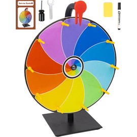 JstFrU 12 Inch Heavy Duty Spinning Prize Wheel - 10 Slots Color Tabletop Roulette Spinner of Fortune, with Eraser for Trade Show, Carnival, Win Fortune Spin Games,Multiple Colors