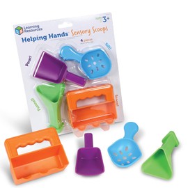 Learning Resources Helping Hands Sensory Scoops, Juguetes sensoriales para niños con Autismo, Habilidades motoras Finas, Herramientas de Juguete, 4 Piezas, A Partir de 3 años