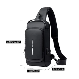 Men Sling Bag Pack with Lock Waterproof -Theft Chest Bag with USB Charging Port Shoulder Bag Crossbody Backpack QIUNI