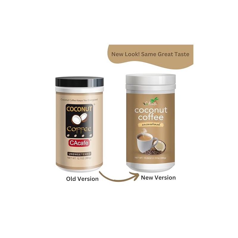 CAcafe Unsweetened Coconut Coffee and Collagen Coffee (2-Pack)