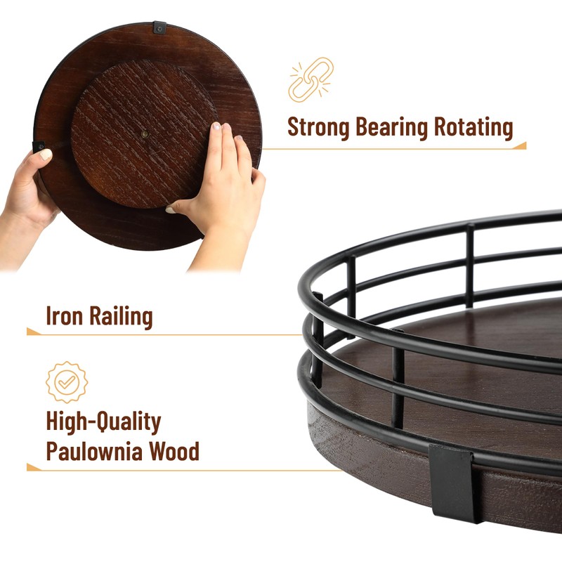 BAMBOO LAND- Lazy Susan Turntable Organizer, 9", Walnut Lazy Susan