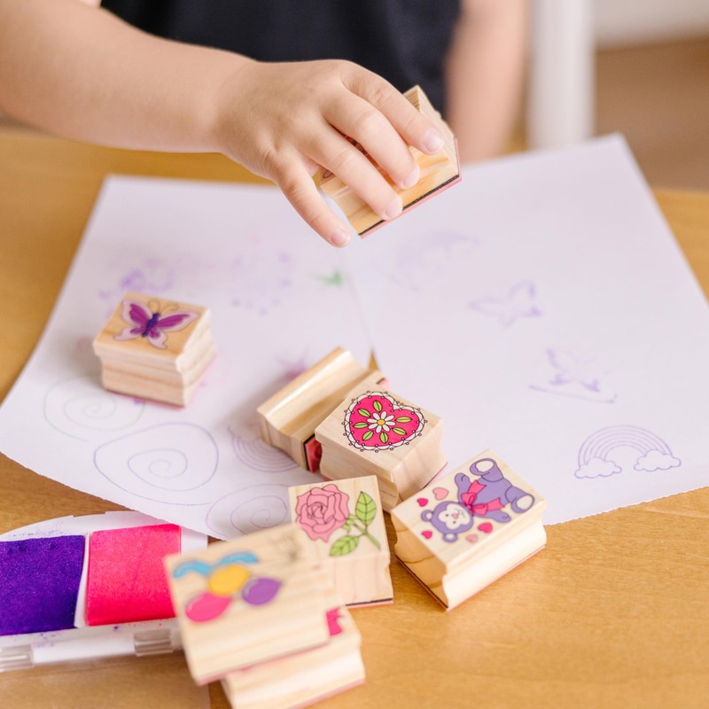 Melissa & Doug Wooden Stamp Set: Friendship - 9 Stamps,