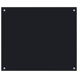 vidaXL Black Kitchen Backsplash Tempered Glass 27.6"x23.6" - Scratch Resistant and Heat-Resistant Protective Wall Barrier - Includes Mounting Materials
