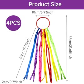 Funver Rainbow Dance Ribbons, 45cm Colorful Gymnastics Rhythm Ribbons with Sticks, Sensory Streamers for Performance Training and Creative Movement Play (Rainbow)