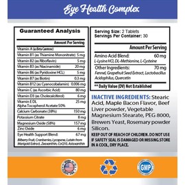 Canine Eye Supplement - PET Eye Health Complex - Dogs and Cats - Supports Eye Vision - Dog lactobacillus - 3 Bottles (180 Tablets)