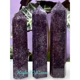 3 Pcs Large Natural Lepidolite Obelisk Tower Point Crystal Energy