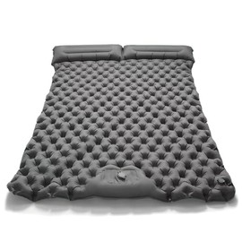 Double Sleeping Pad Extra Thick,Self Inflating Camping Mattress 2 Person with Pillow Built-in Foot Pump Reinforced Support Structure Inflatable Sleeping Mat Portable for Home Tent Backpacking Hiking