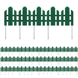 Sunnyglade 12 Pack Garden Edging Decorative Border Recycled Plastic Landscape Garden Fence Flexible No-Dig Spikes,Dark Green