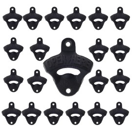Jumiok 24 Packs Black Beer Cap Opener Wall Mounted Bottle Opener Cast Iron Bulk