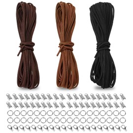 3 Rolls Leather Cord for Jewellery Making, 10M x 3mm Leather Laces Braiding String Lace Suede Cord for Necklace Bracelet DIY Crafts (Three colors)