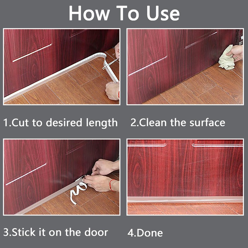 T-Shaped Door Draft Stopper，Transparent Weather Stripping Door Seal Strip，Self-Adhesive Draft