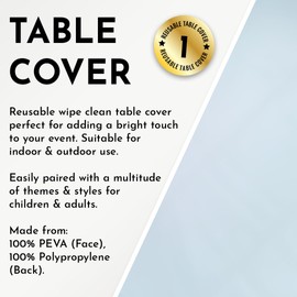 Kissymix Blue Reusable Table Cover 180cm Reusable Wipe Clean Tablecloths for Parties, Events, Birthdays, Weddings, Christenings and Baby Showers