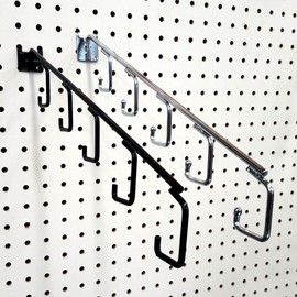 16" L Pegboard 5 Hook Waterfall Faceout Hook, Chrome - 2 Pack