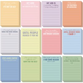 24 Pcs Funny Notepads with Sayings Sticky Funny Office Supplies to Do List Funny Work Notepad Assorted Notepad for Workers, 12 Designs, 3 x 3.93 Inch(Lovely Style)